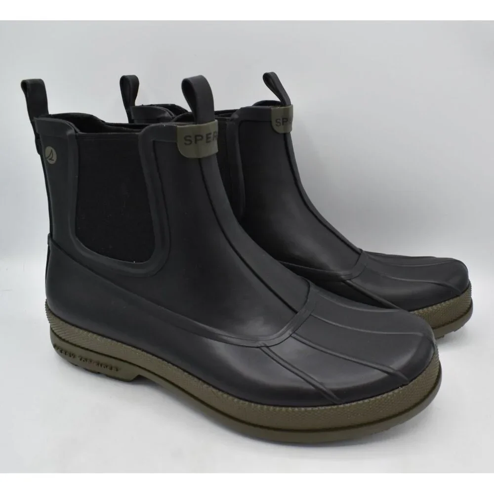 Sperry Mens Size 10 Cold Bay Black Waterproof Chelsea Rain Boots Shoes